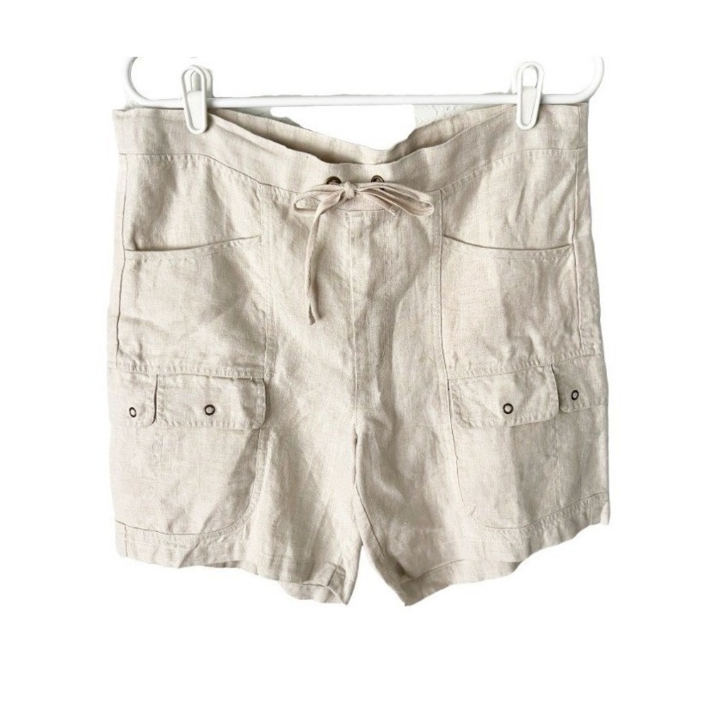 XCVI Hercule Oatmeal Linen Cargo Shorts Size Small NWT Lagenlook Utility